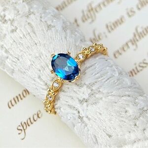 Natural Topaz Ring - 925 sliver K gold plated